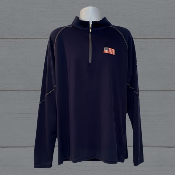 Under Armour XL USA Flag 1/4 Zip Pullover | Loose Fit | Blue Performance Top - Picture 1 of 8